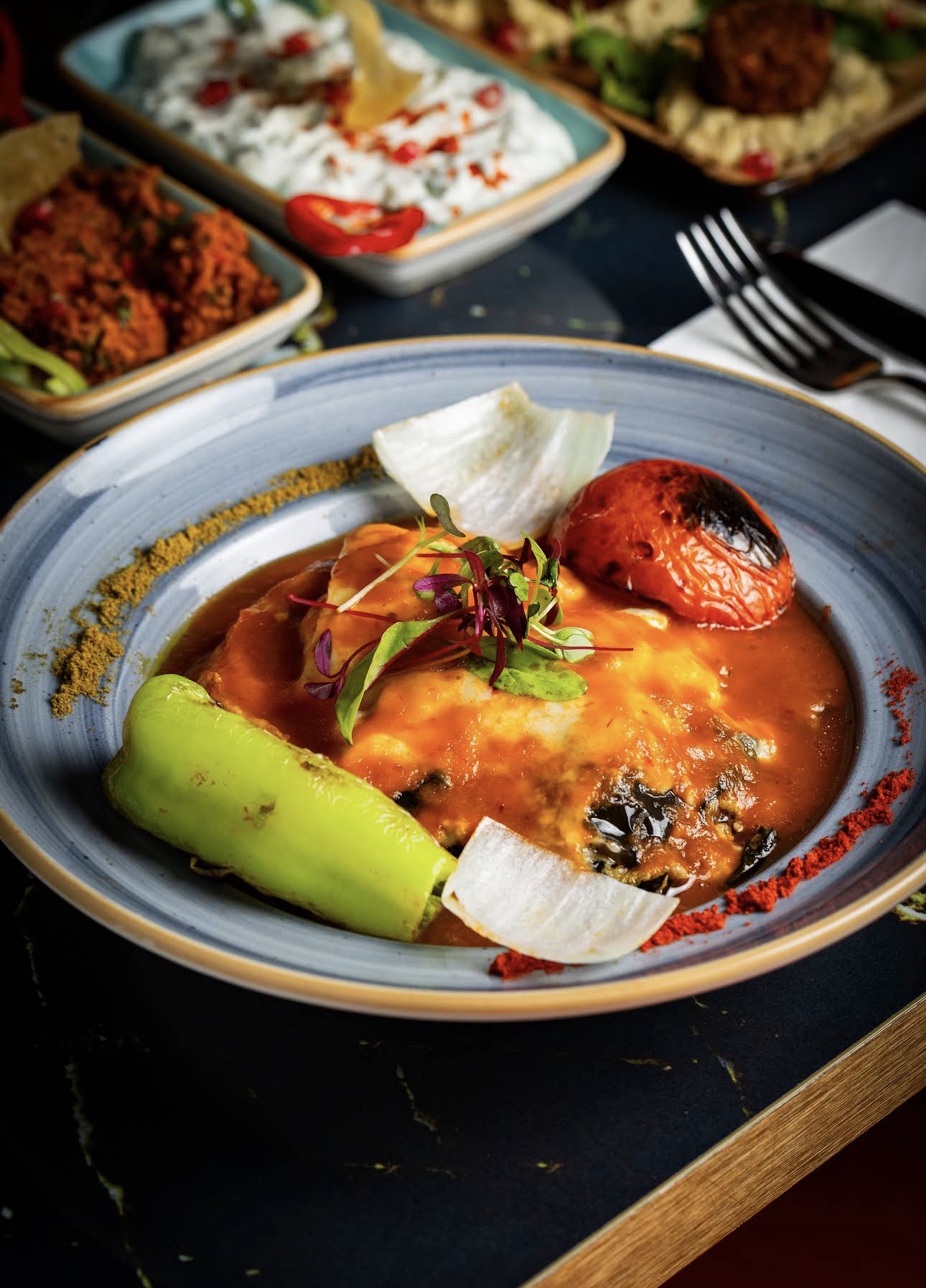 A richly plated aubergine dish